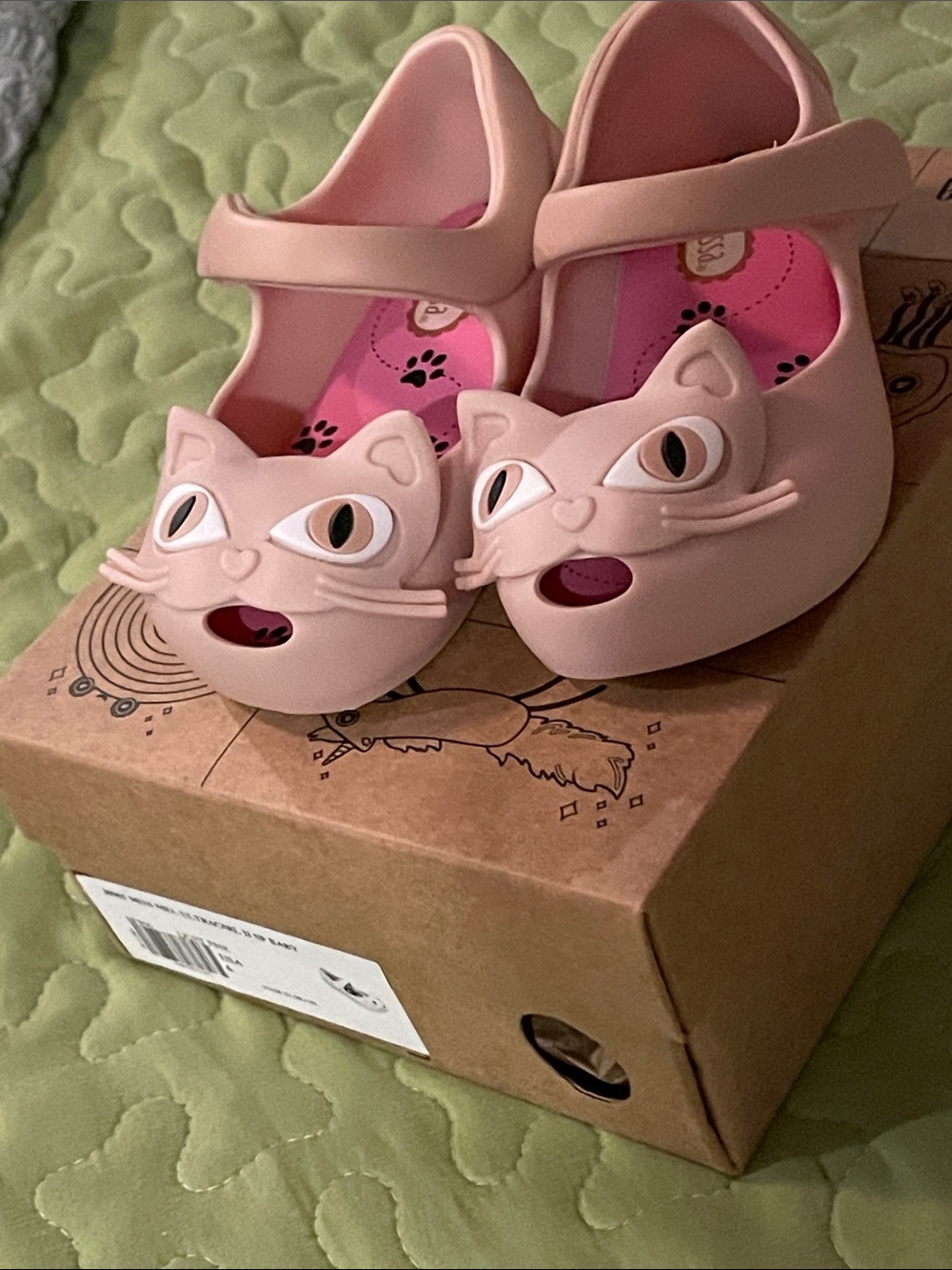 Mini Melissa Pink Cat Mary Jane Sandals